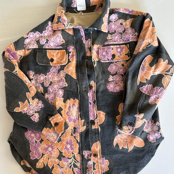 Free People We The Free Printed Ruby Jacket In Charcoal Combo - Picture 2 of 6